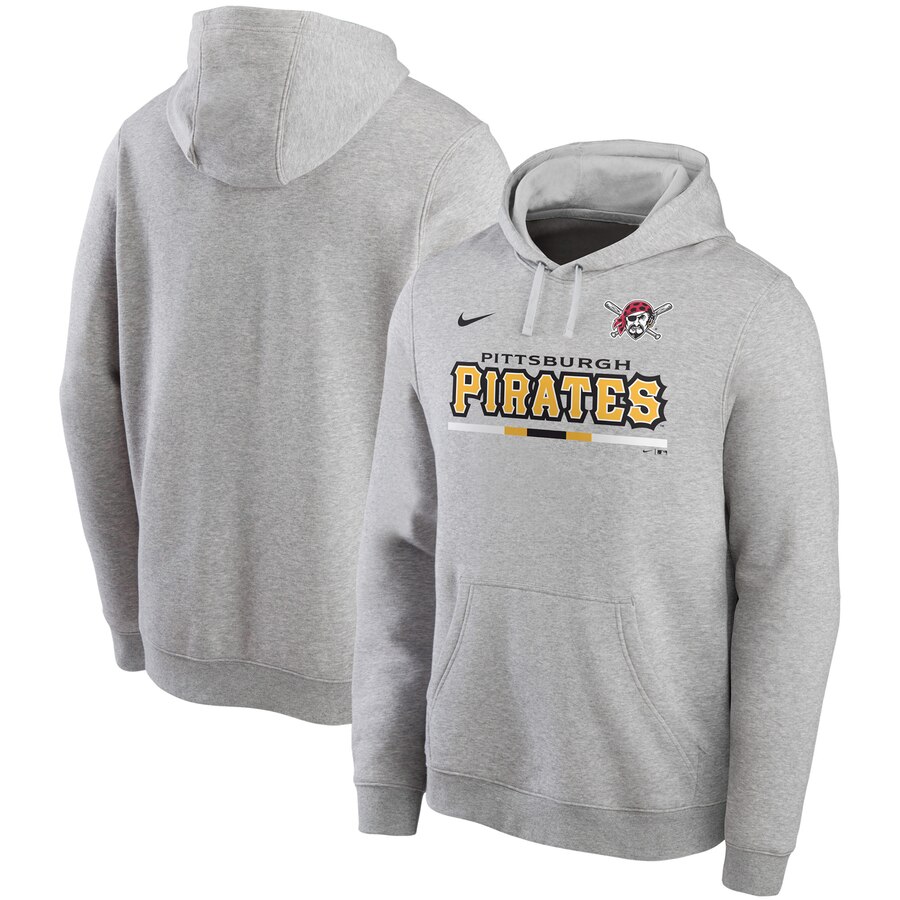 Pittsburgh Pirates Nike Color Bar Club Pullover Hoodie Gray